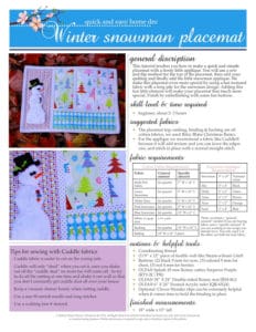 Winter Snowman Placemat Directions with Tracing Guide