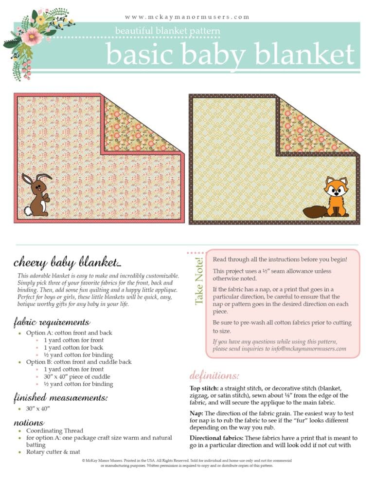 Basic Baby Blanket McKay Manor Musers