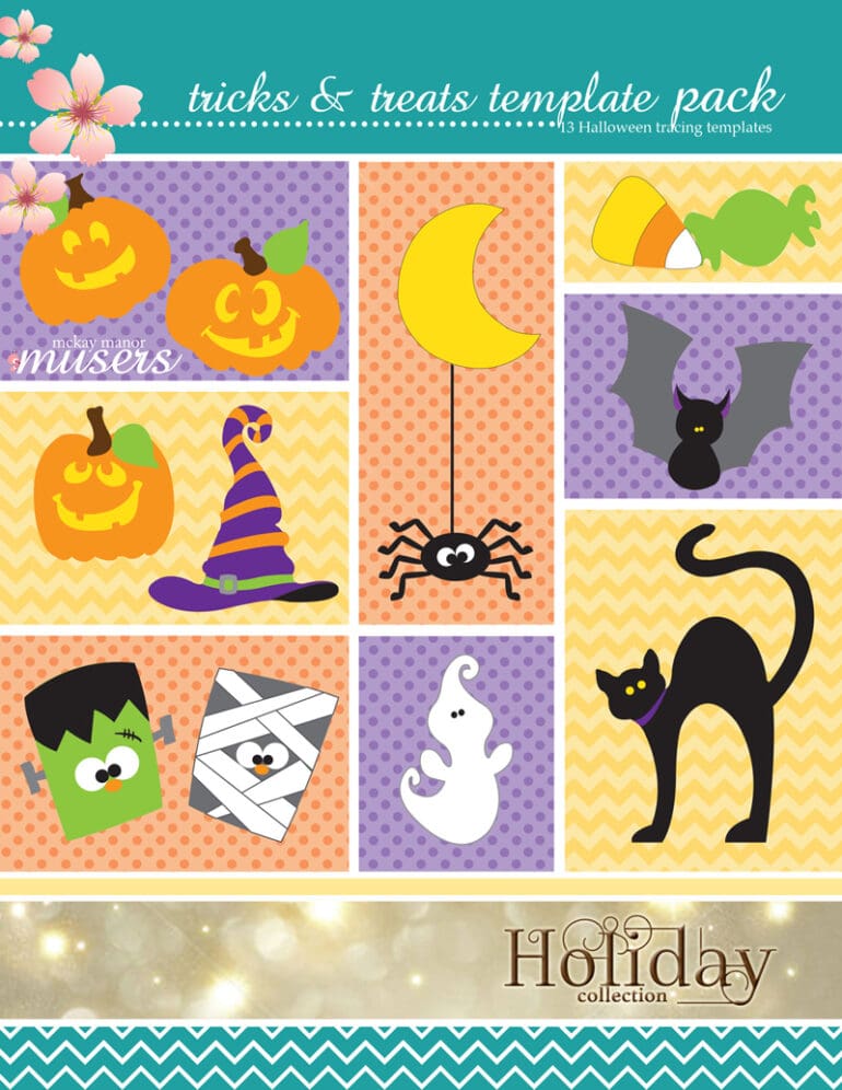 The front cover of the Tricks and Treats Template Pack