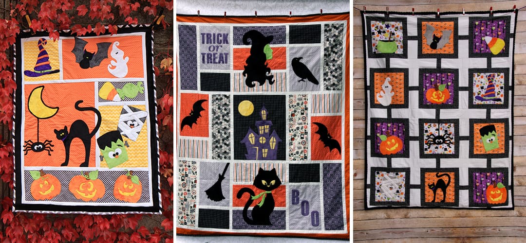 tricks and treats, positively bootiful, and halloween lattice blankets