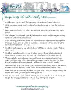 Tips for sewing with cuddle or minky fabric